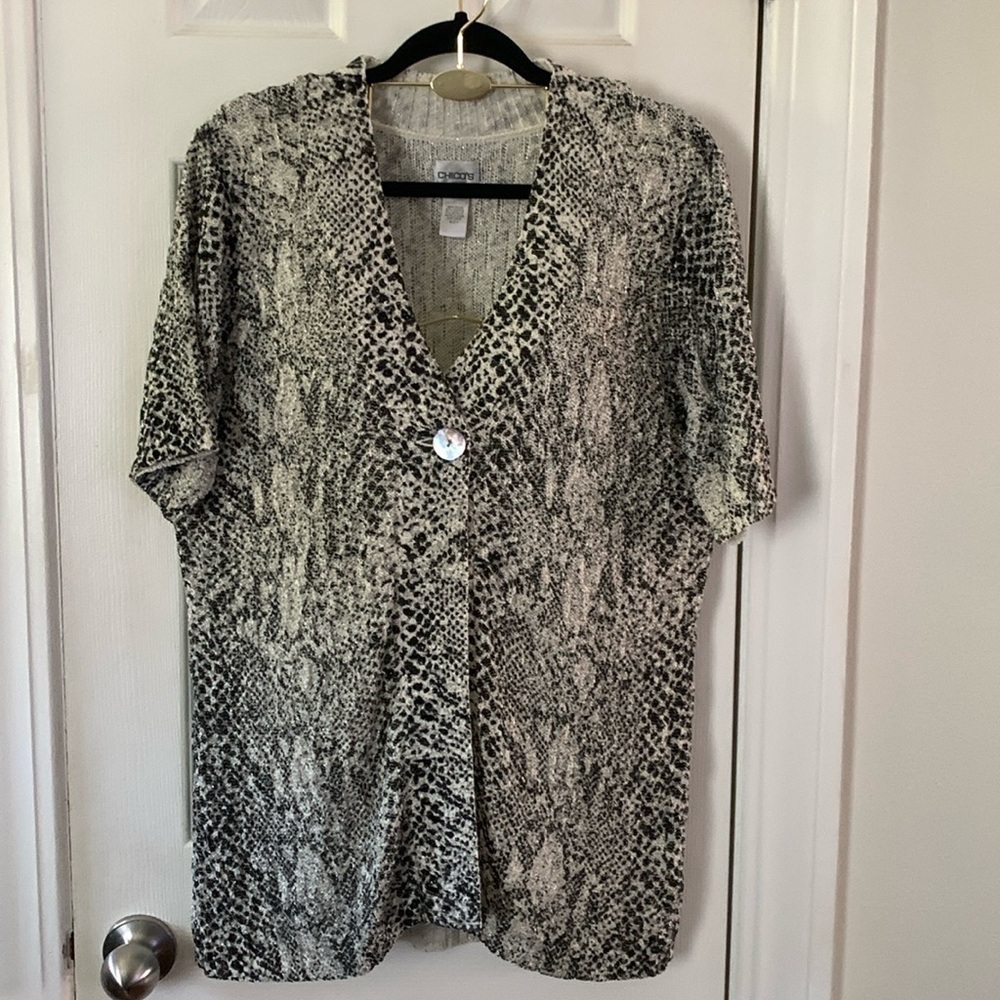 Chico's Animal Print Cardigan Size 1 #330